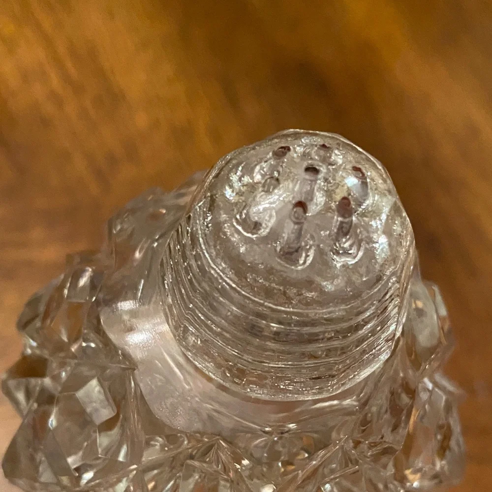Vintage Tall Crystal Salt Pepper Shakers Footed 7.75” MCM Table Decor Pair